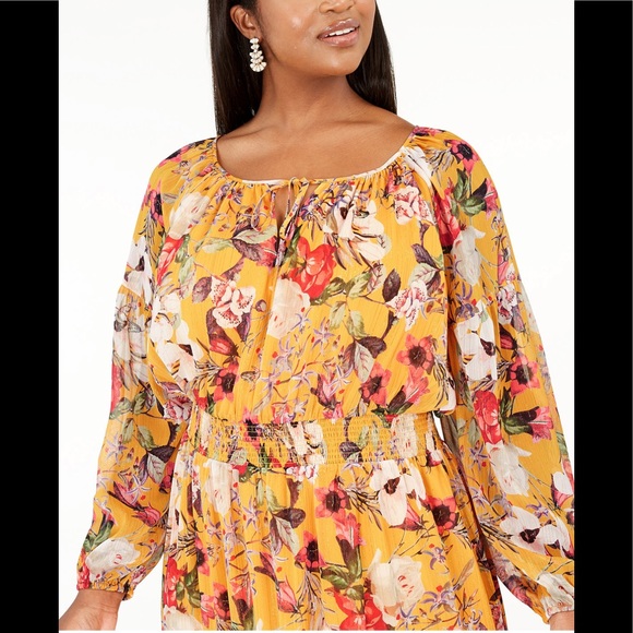 🆕Yellow 💛 INC Peasant Style Dress - Picture 3 of 4